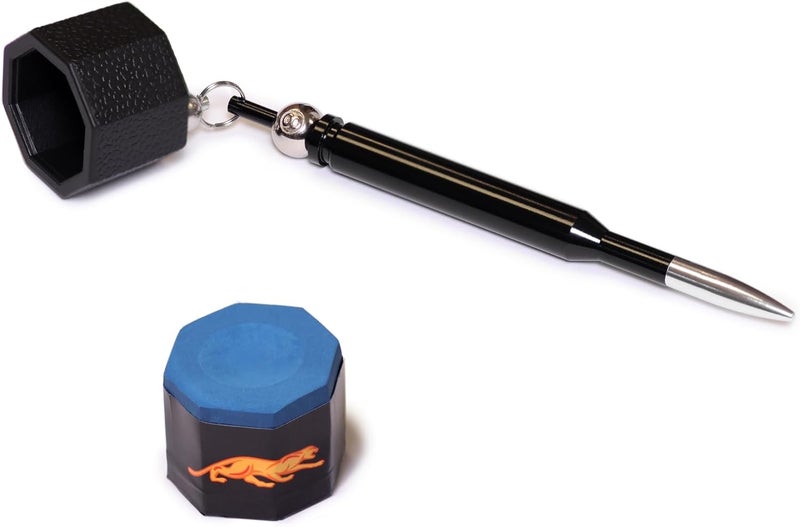 okko Octagon Bullet Billiard Pool Cue Chalk Pocket Holder Black + 1 Tube/5 pcs of Predator Chalk - Image 2